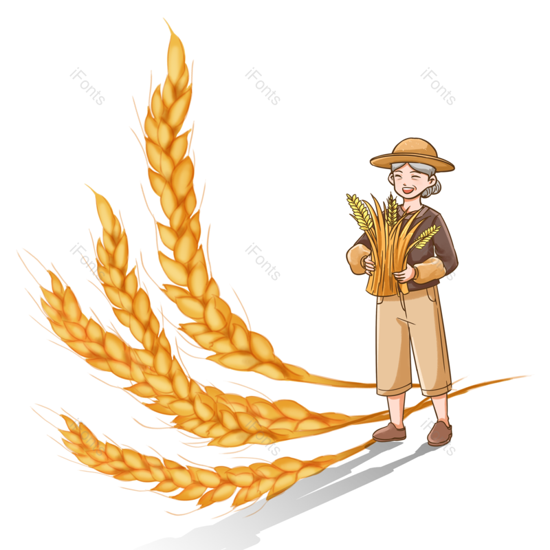 芒种图片,卡通元素,秋天PNG,麦子免抠素材